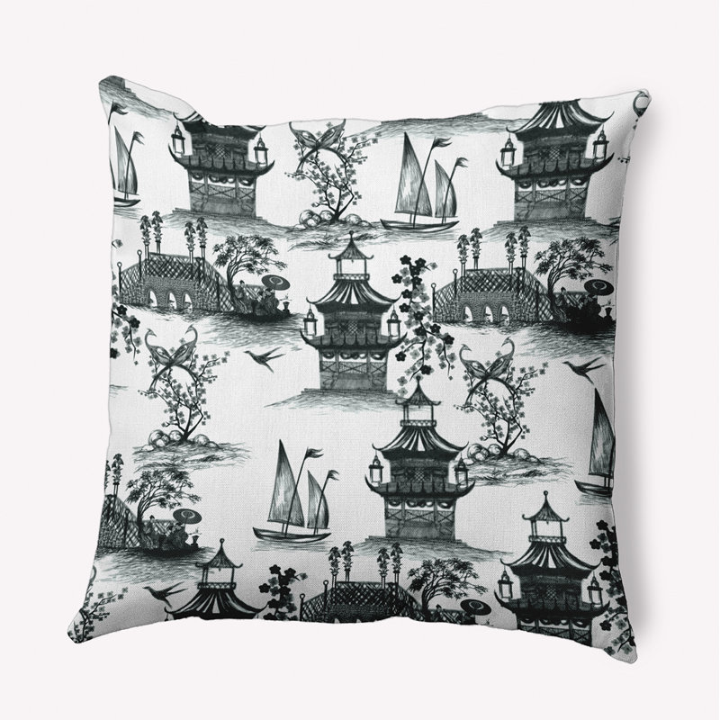 China Old Polyester Decorative Pillow, Black, 16" x 16"