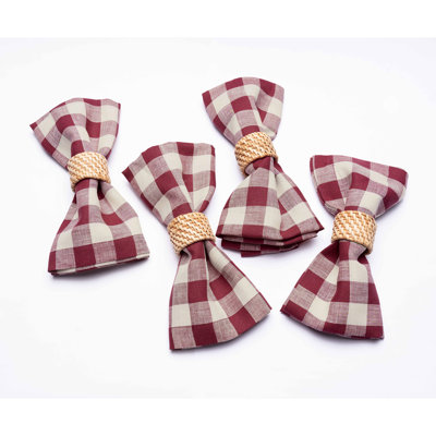 Morgan Check - 100% Pure Linen Dinner Napkins