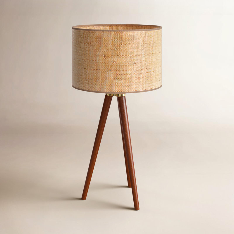 Kisa Wood Tripod Lamp, Walnut Wood, Beige