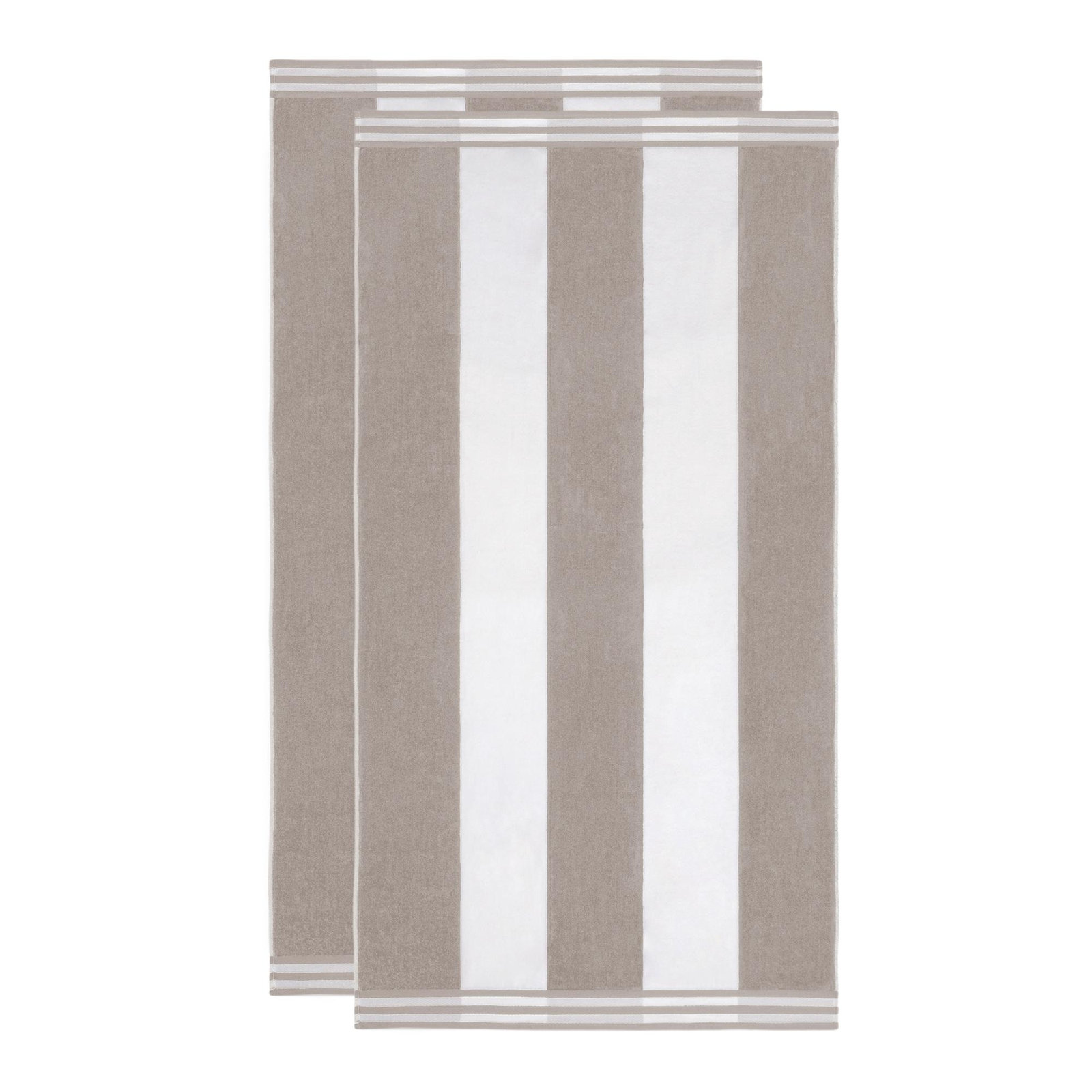 Calheta Cotton Oversized Cabana Stripe Beach Towels, Light Gray, 2