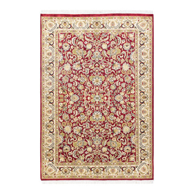Hayner One-of-a-Kind Hand-Knotted New Age 4'2" x 6'1" Wool Area Rug in Red/Yellow