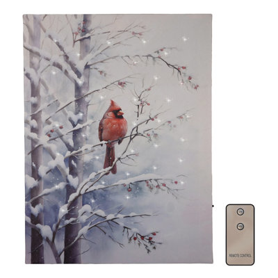 Battery-Operated Lighted Wall Art - Red Cardinal