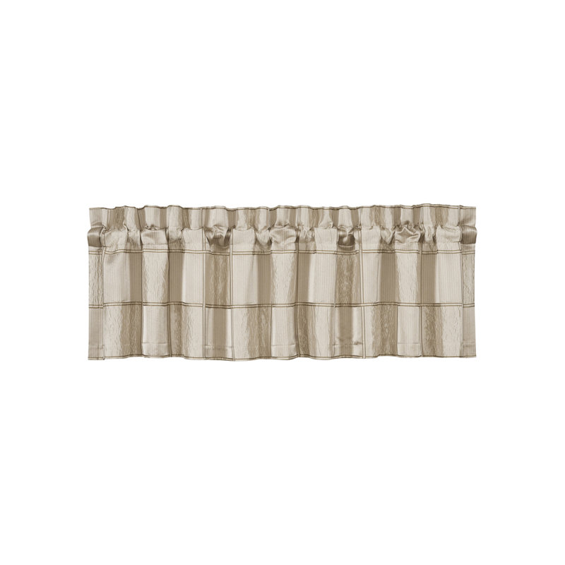 Flax Satin Geometric Block Rod Pocket Valance
