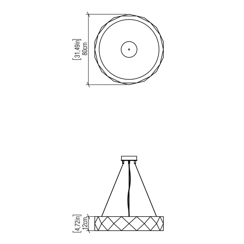 1 - Light LED Unique/Statement Pendant, 4..68" H x 31.2" W x 31.2" D, Imbuia