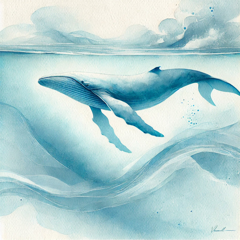 Impression sur toile majestueuse de baleine, H 30 po x l 30 po
