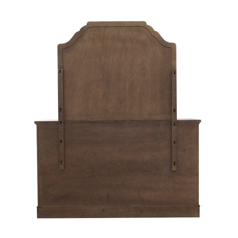 Traditional Brown Wood Landscape Dresser Mirror