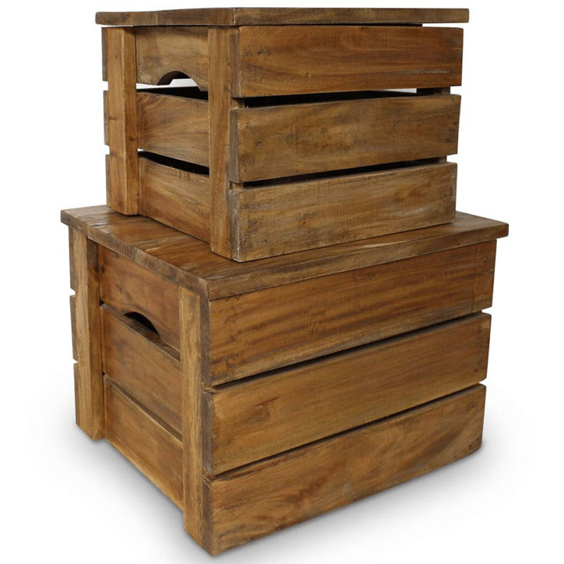 vidaXL Storage Crate Natural Mahogany Solid mahogany wood Brown 14.6" x 13.8" x 10.6"