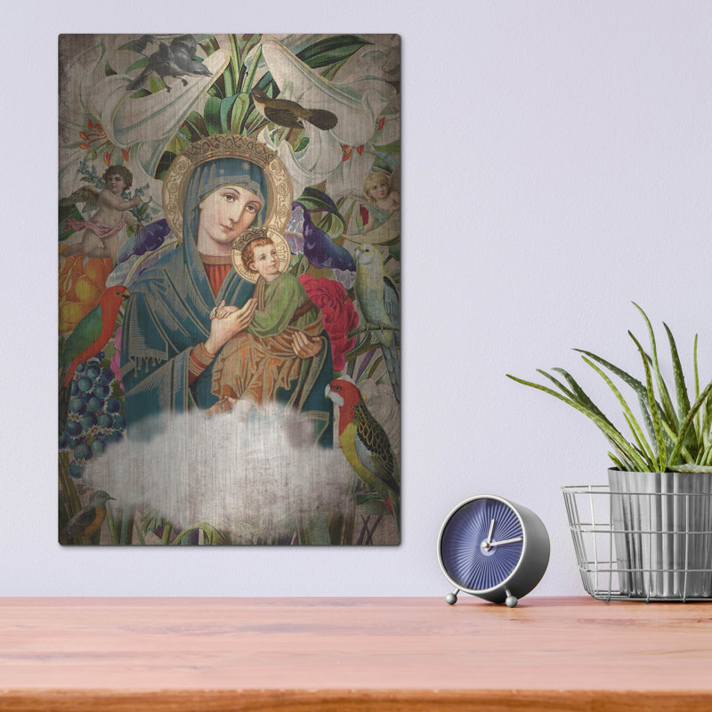 «Madonna and Child» par Elo Marc, art mural en métal, H 16 po x l 12 po