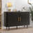 47" Sideboard Buffer Cabinet with Fluted Slide Doors, Tambour Storage Cabinet with Adjustable Shelves-884969665