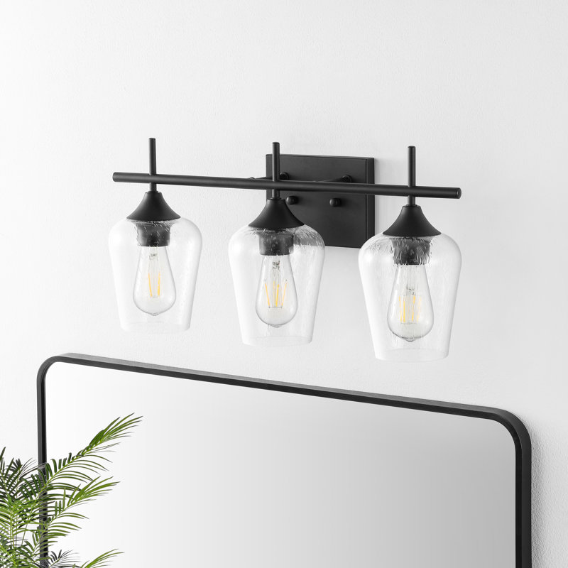 Farfan 3 - Light Dimmable Vanity Light, Black, Clear Seeded