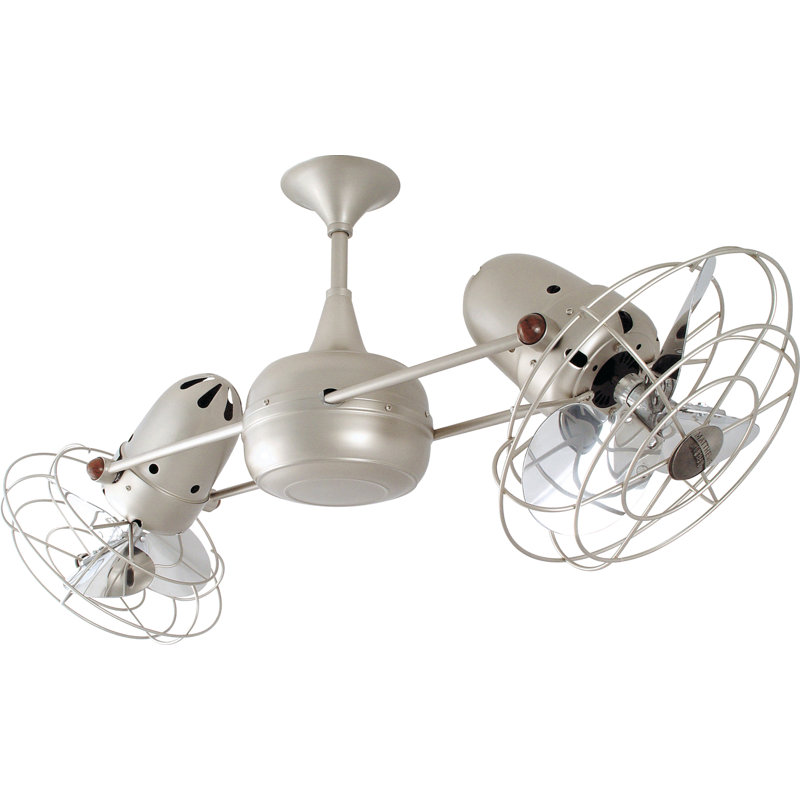36" Duplo-Dinamico 6 Blade Ceiling Fan, 39" Wide, Brushed Nickel