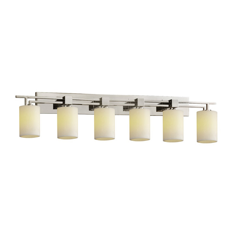 Applique murale 6 lumières caldlearia Aero, Cylindre avec rebord plat, Crème, Nickel
