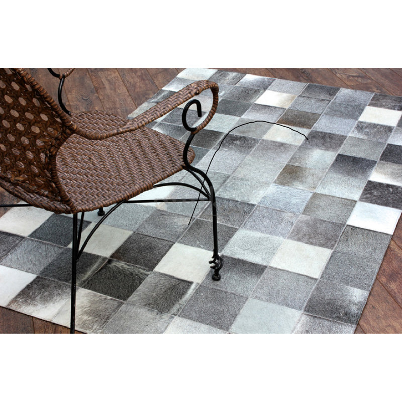 Mckinney Geometric Cowhide Hand Woven Area Rug, Rectangle 240 x 300 cm