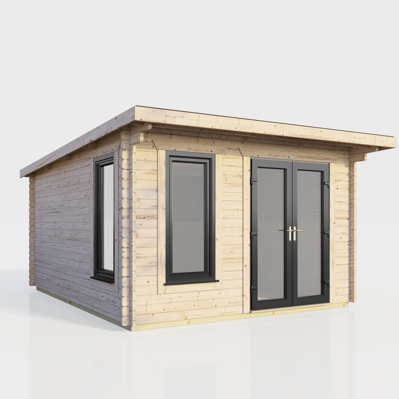 Powersheds 12 x 12ft Pent Log Cabin, Doors to the Right - 44mm