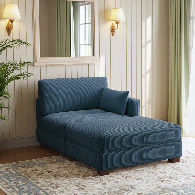 Upholstered Chaise Lounge, Right Hand Facing, Navy