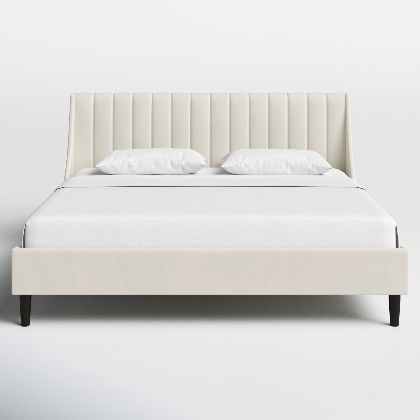 Helaina Upholstered Wingback Bed, King, Cloud White Velvet