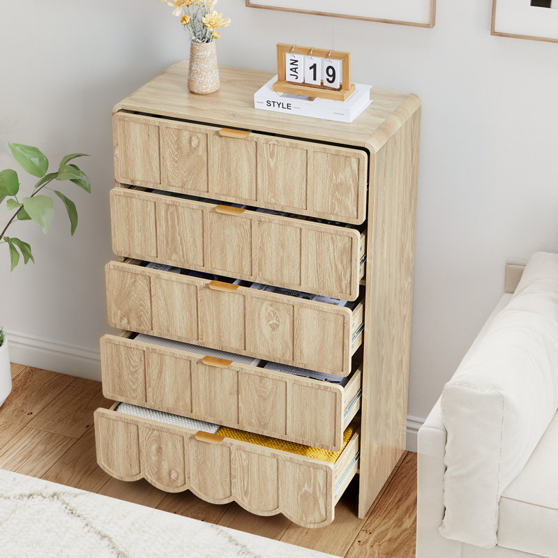 Morden Style 5 Drawer Dresser , Natural