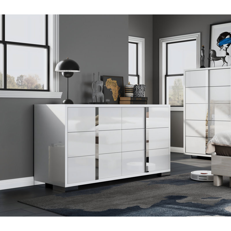 Commode double 6 tiroirs Dulane, Blanc