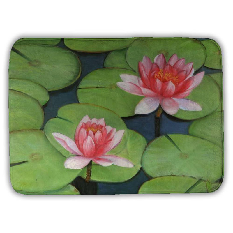 Lotus flowers in a swamp Bath Mat with Non-Slip Backing - Quick Dry Memory Foam Bathroom Rug - Absorbent - Modern Plush Spa-Style - Machine Washable