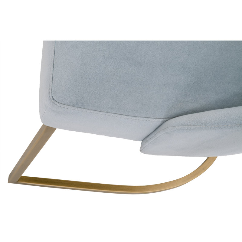 Bak 19'' H Upholstered Metal Cantilever Chair, Coastal Velvet, Brushed Gold Stainless Steel