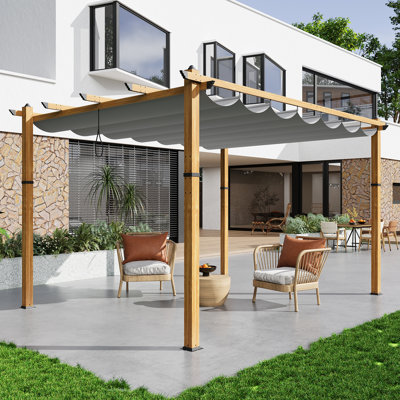 10x13FT Aluminum Pergola with Retractable Canopy