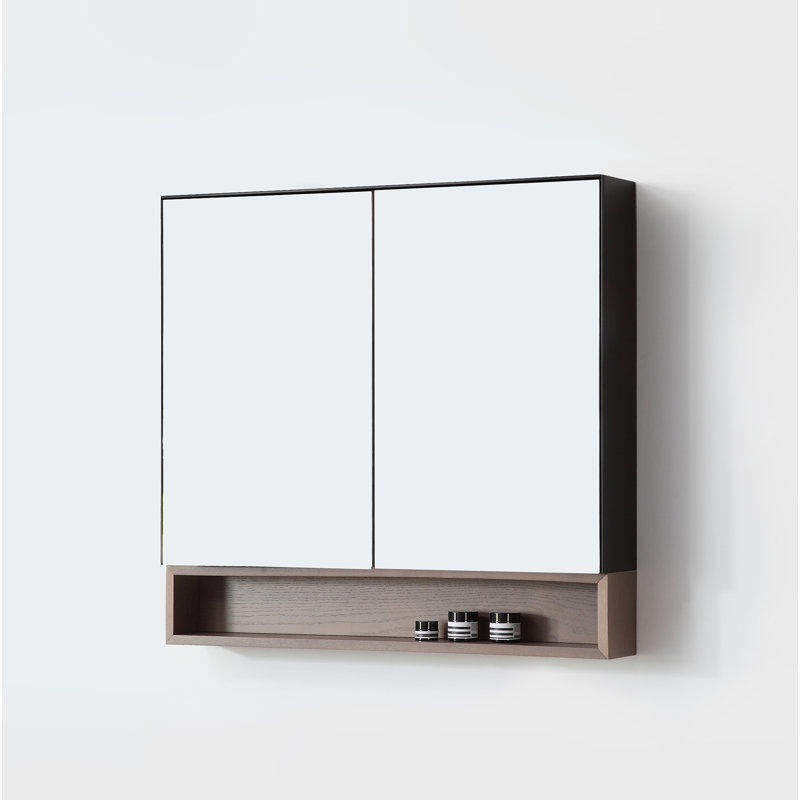 Bergen 36" Medicine Cabinet, Matte Black/Chestnut Oak
