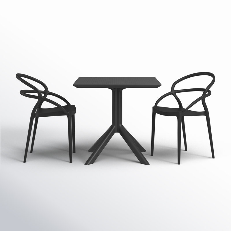 Farrah Patio 3 Piece Bistro Set, Black