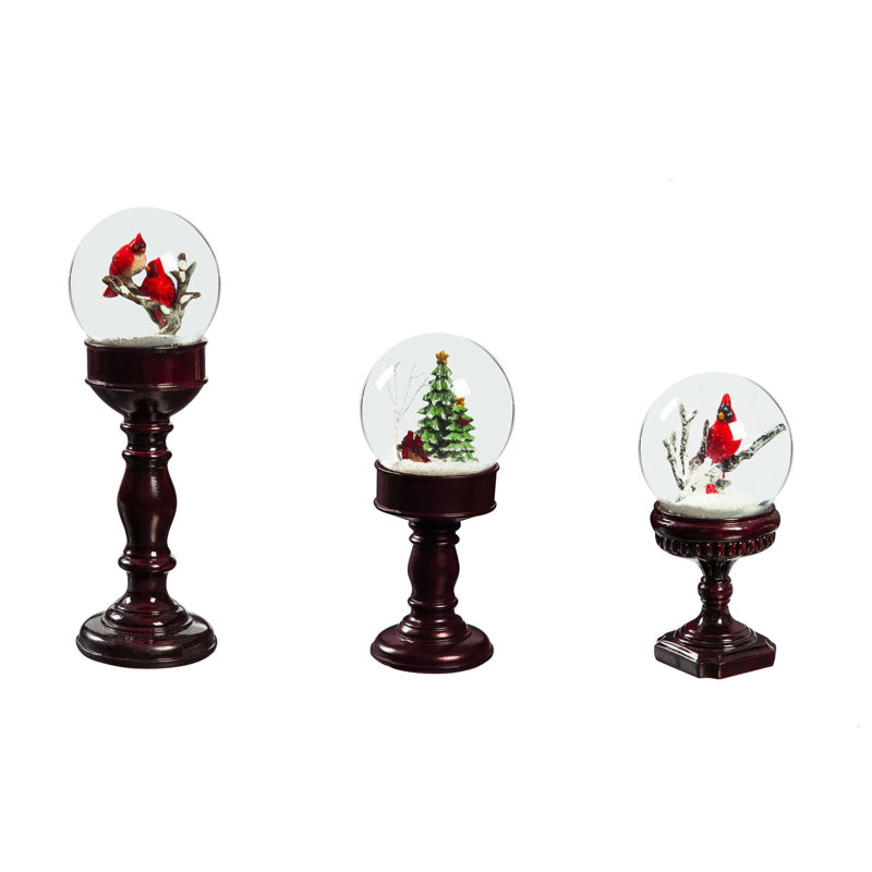 Décoration de globes d'eau piédestal, cardinaux et arbres