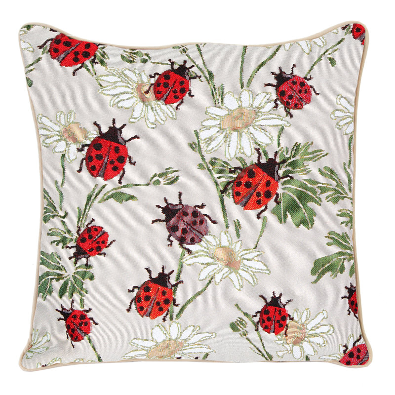 Ladybug and Daisy Polyester Euro Pillowcase with Zipper