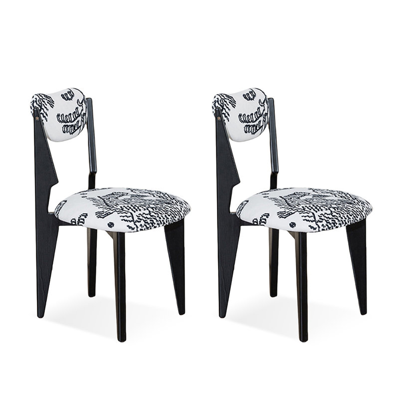 Black Solid back side Chair(Set of 2)