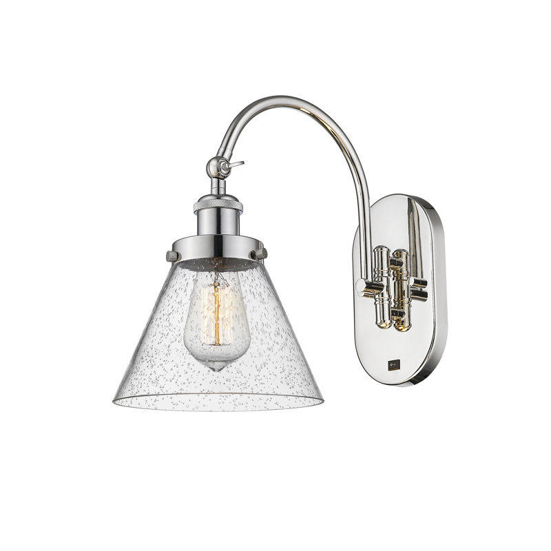 Applique murale 1 lumière 8 "avec bras pivotant Shauna Cone 8"., DEL, Nickel poli