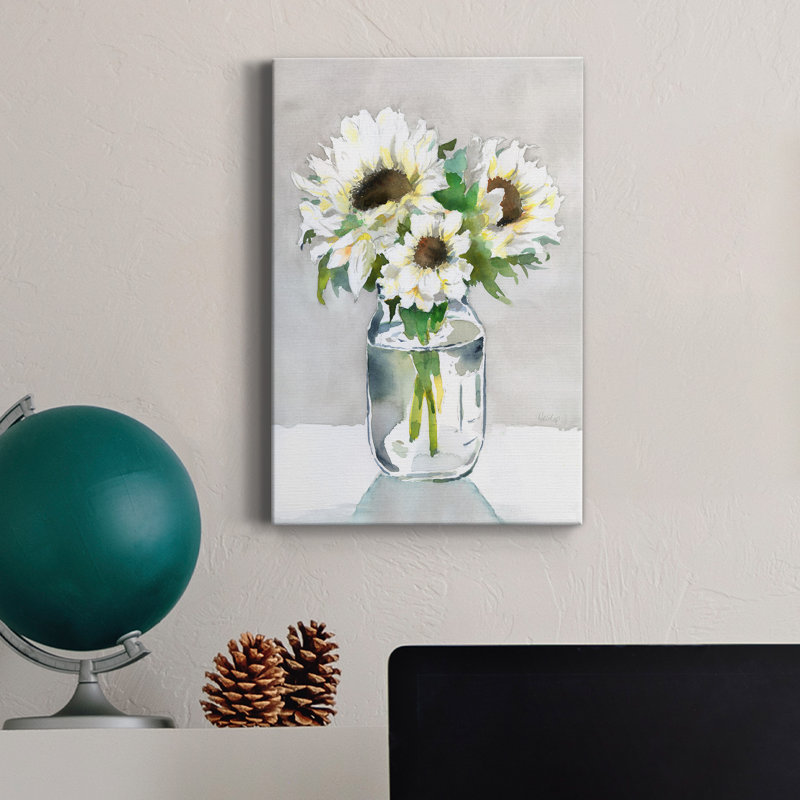 Tournesol II - peinture sur toile tendue, H 27 po x l 18 po