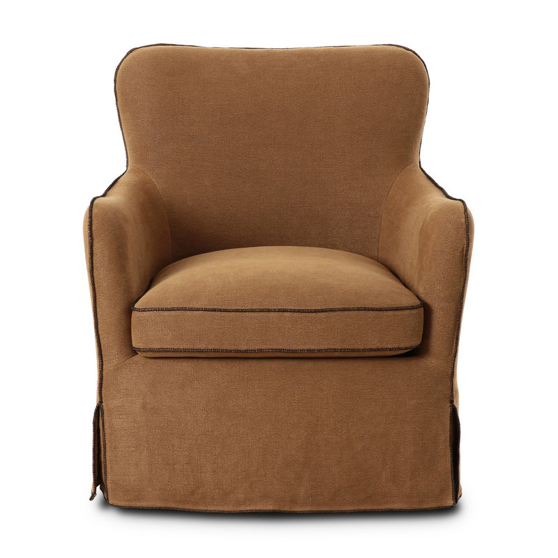 Devon Slipcover Swivel Chair-Broadway Dune, Broadway Gilt