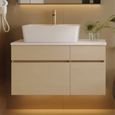 Petit meuble-lavabo flottant simple 31,5 pouces avec lavabo