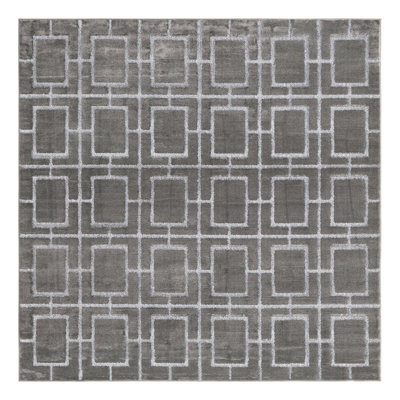 Glam Geometric Gray Silver Area Rug