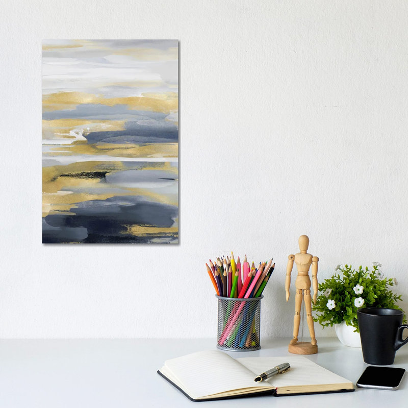 Intuition Blue And Gold II by Jackie Hanson - Wrapped Canvas Print, 20.32 cm H x 30.48 cm W