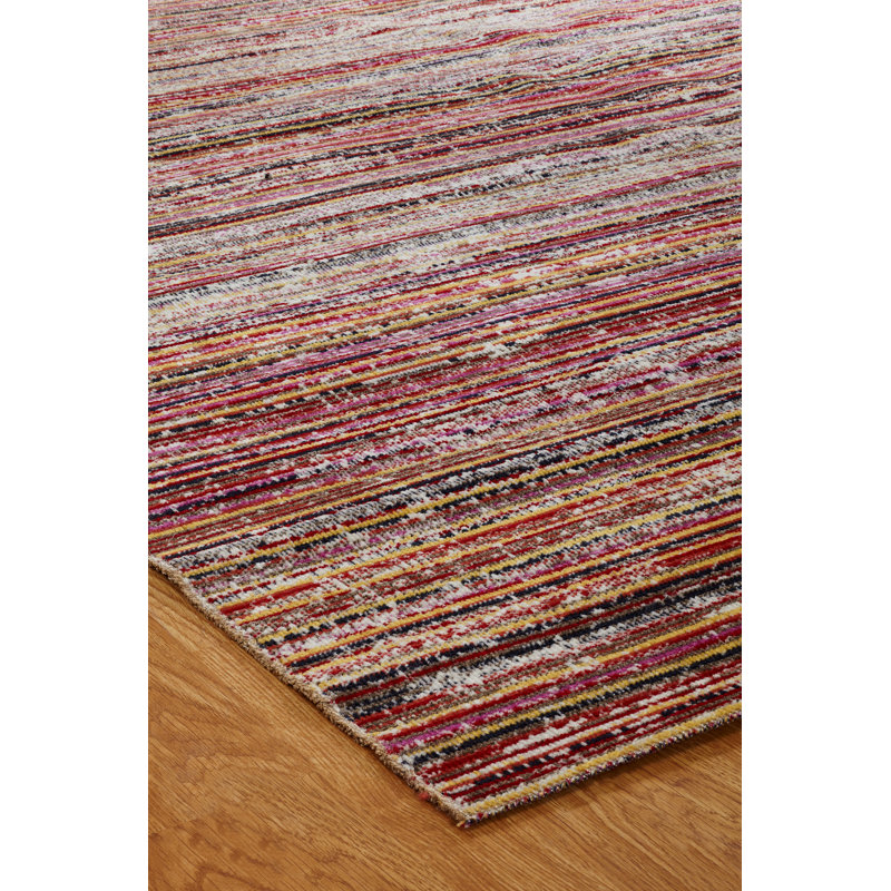 Summer Striped Area Rug in Red, Rectangle 2' x 3'