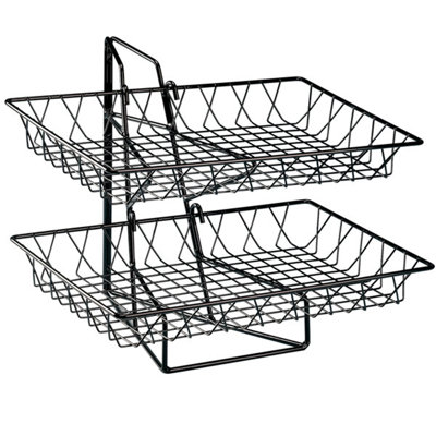 Merchandiser à deux niveaux Cal-Mil 1293-2 avec paniers carrés en fil métallique - WS-21112932