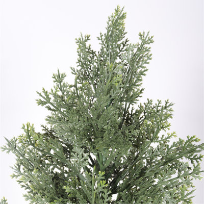 5FT Artificial Cypress Tree in Black Plastic Pot UV Resistant, Realistic Indoor Outdoor Fake Topiary Plant, Garden or Entryway Decoration, 1pc/set