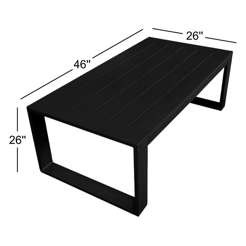 Portal Outdoor Square Coffee Table, Black