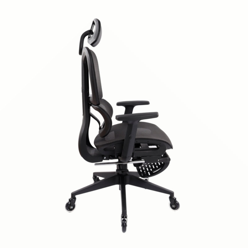 Black Ergonomic Mesh Office Chair with Adjustable Arms and Footrest
