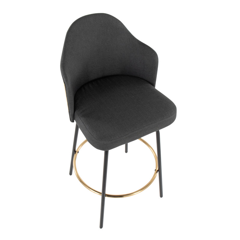 Tabouret de bar pivotant 29 po Lakyia, Gris anthracite