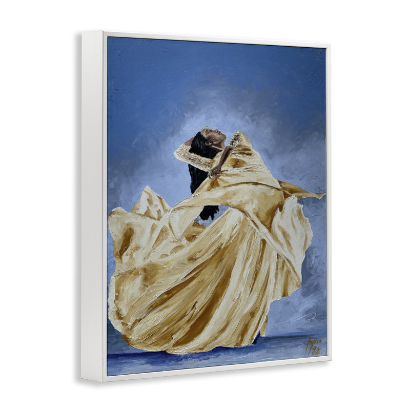Expressive Elegant Dancer, giclée encadrée, design par Lauren Luna, 14 x 11, Coastal White Giclee Framed