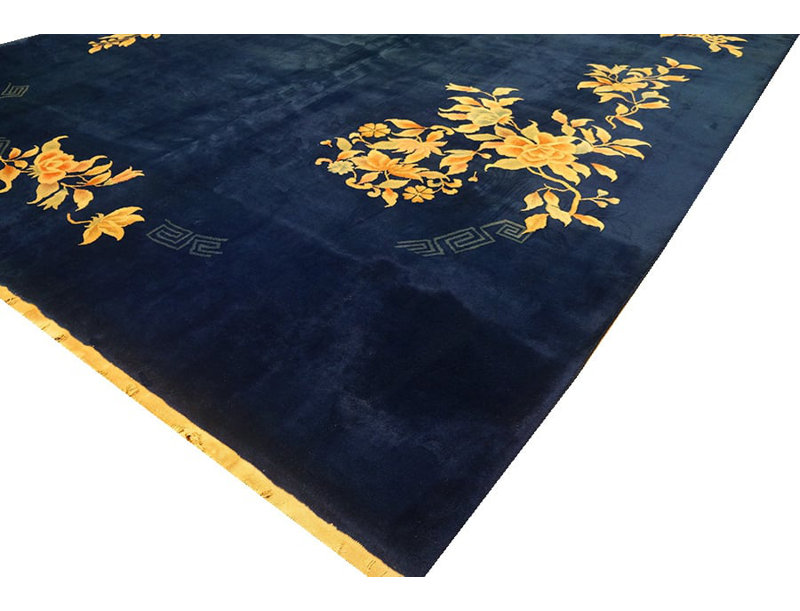 Tapis art déco chinois marine