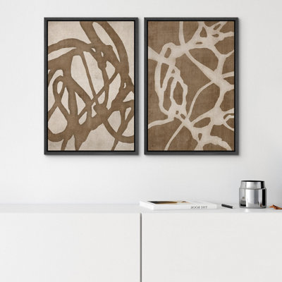 Natural Flow Abstract Earth Tone Organic Shapes Cozy Neutral Minimal Decor Nordic Zen Boho Bedroom - ensemble de 2 reproductions sur toile flottante