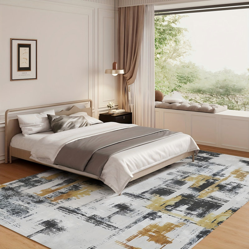 Devnew Solid Colour Machine Printed Area Rug, Rectangle 120 x 170 cm