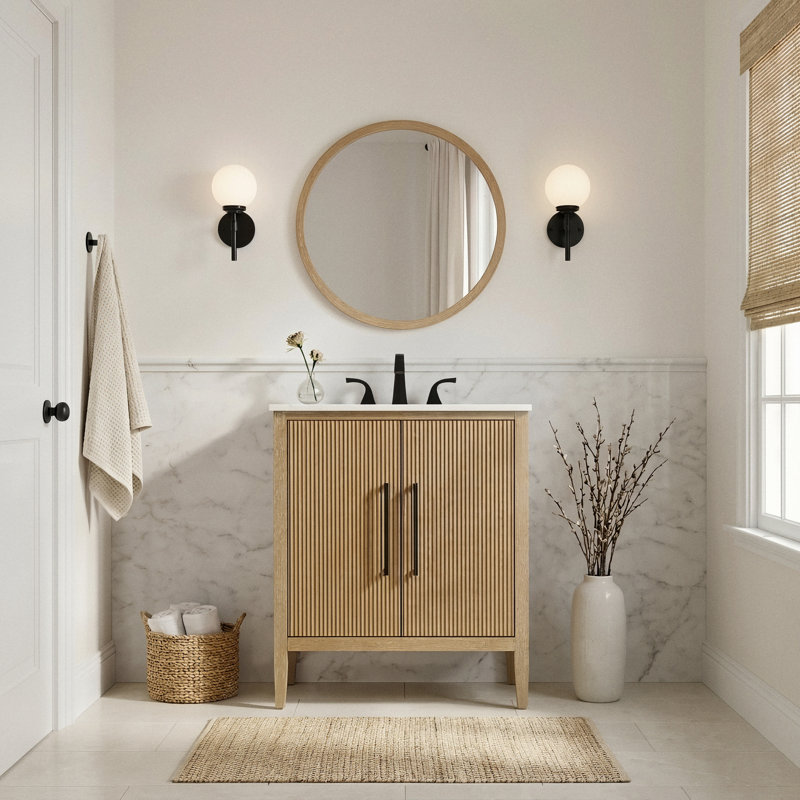 30 inch Single Bathroom Vanity, Linen Oak