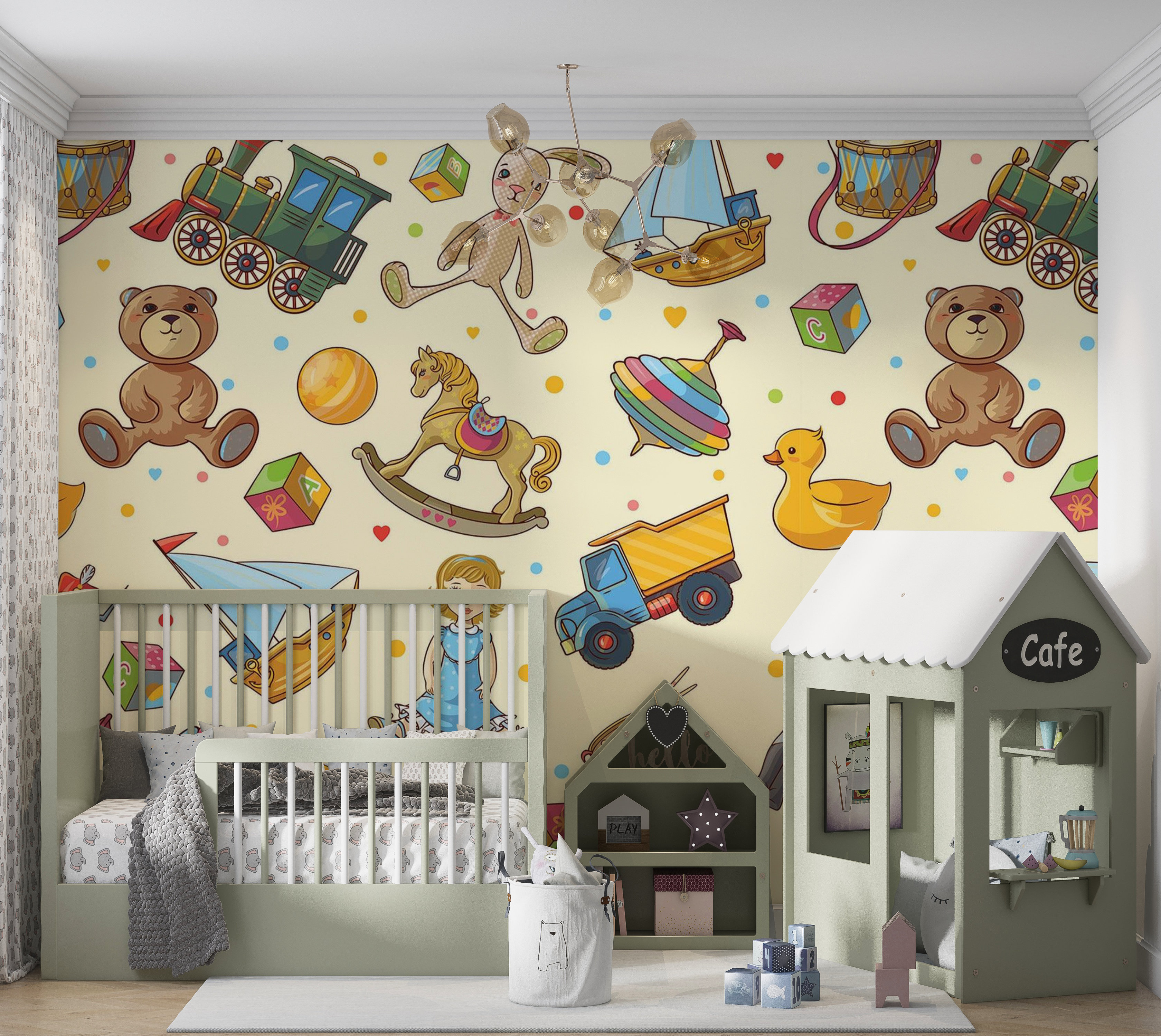 Zoomie Kids Premium Peel & Stick Wall Mural - Toy Pattern | Wayfair