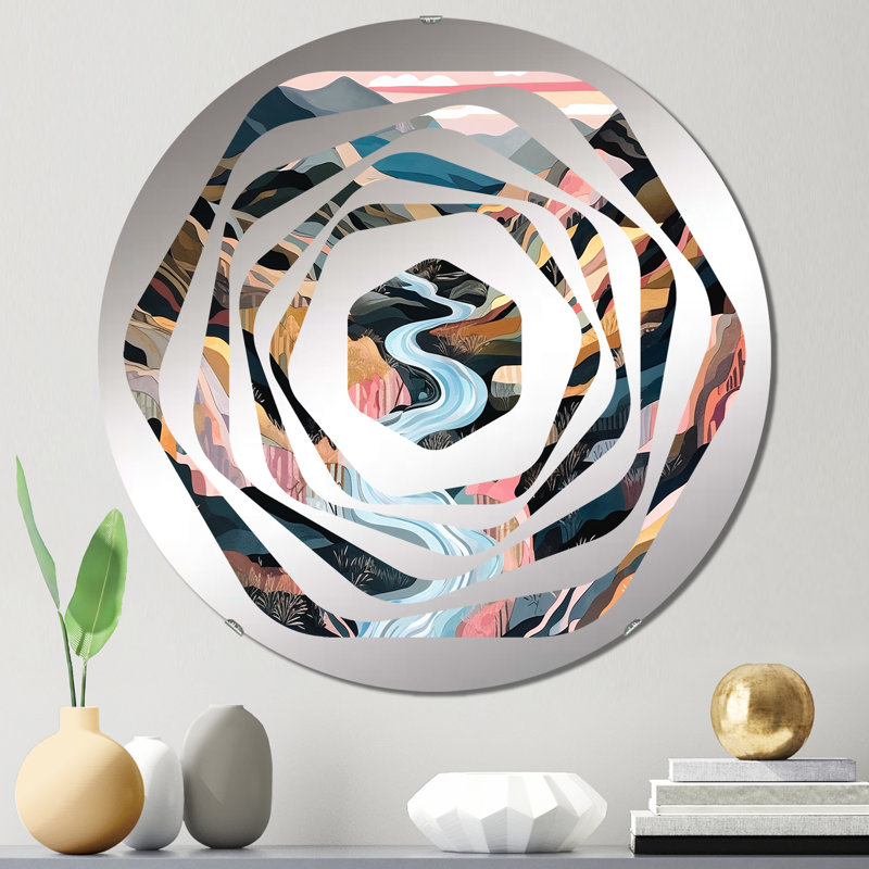 Vibrant Mountain Landscape II - Miroir décoratif Amorphe, 23,6 po x 23,6 po
