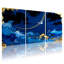 Ensemble de 3 impressions sur toile Blue Waves Gold-951960562